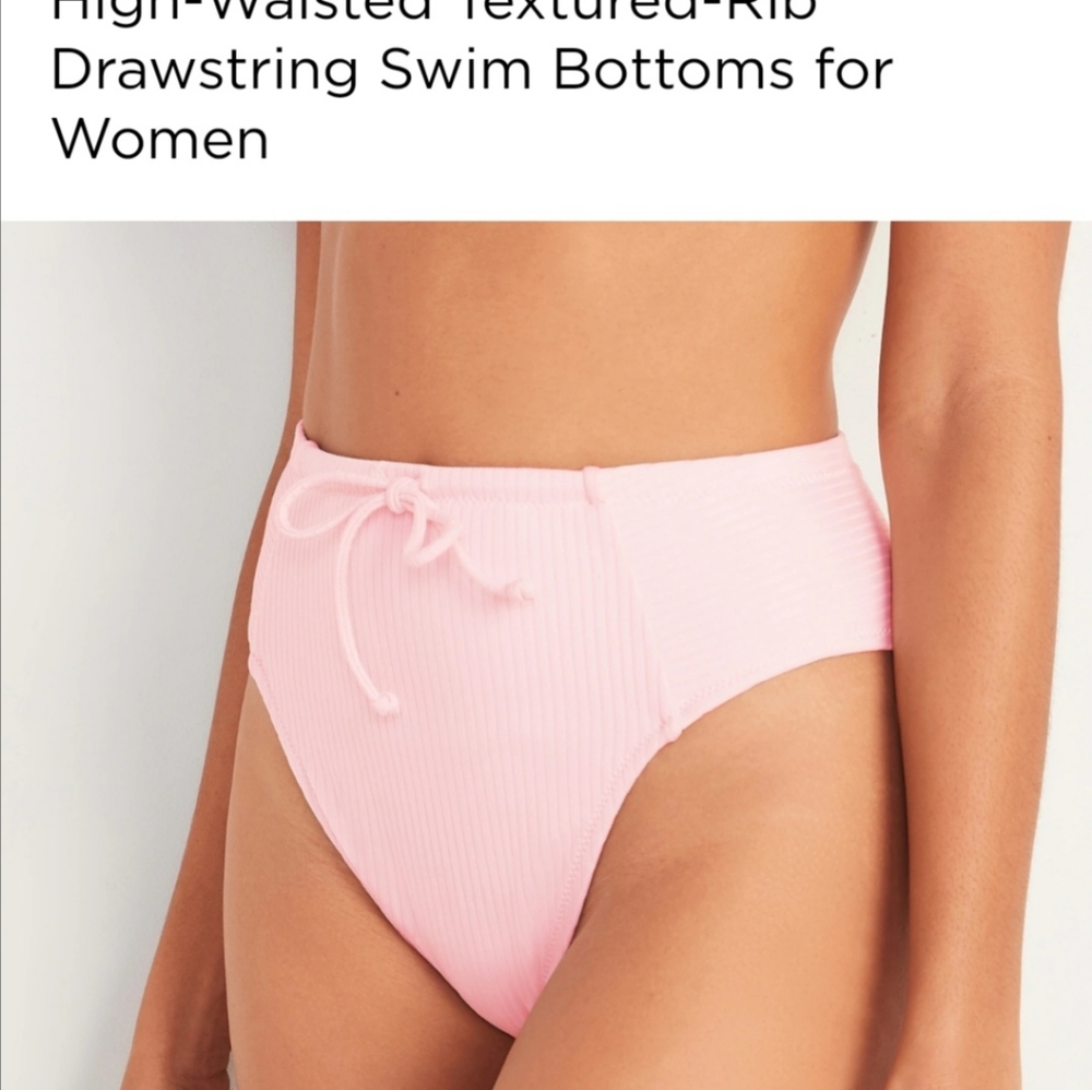 NWT / High Waist / Ribbed Pink Bikini Bottom / Old Navy /